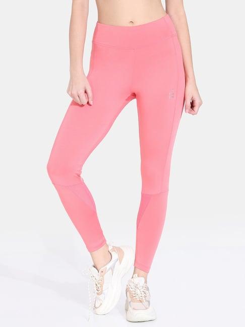 zelocity by zivame pink mid rise tights