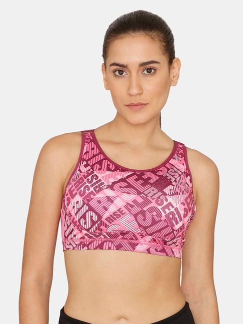 zelocity by zivame pink non wired non padded sports bra