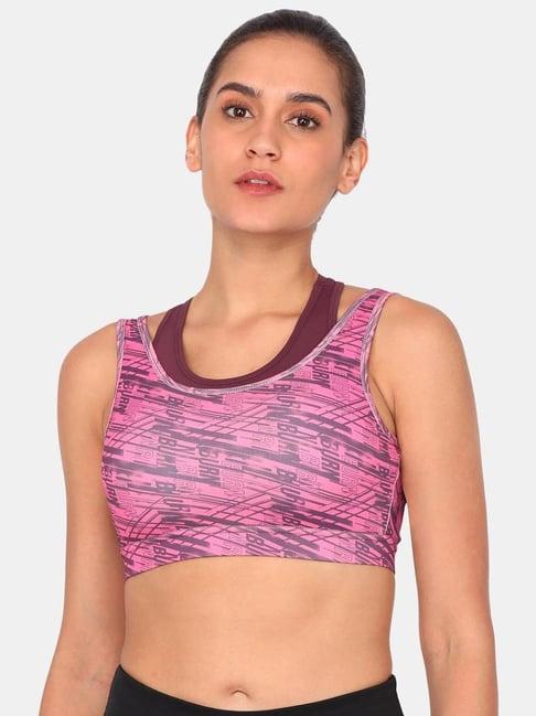 zelocity by zivame pink printed sports bra