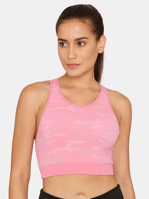 zelocity by zivame pink printed sports bra