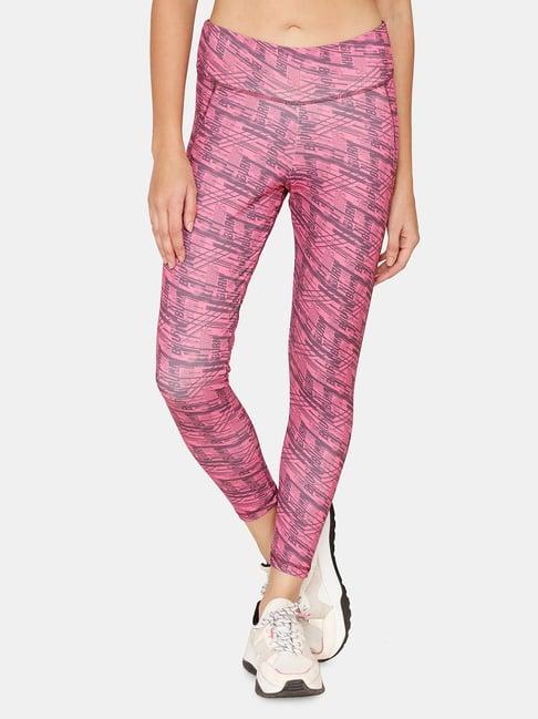 zelocity by zivame purple graphic print tights