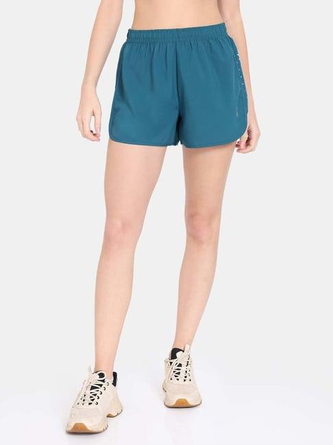 zelocity by zivame sage green printed sports shorts