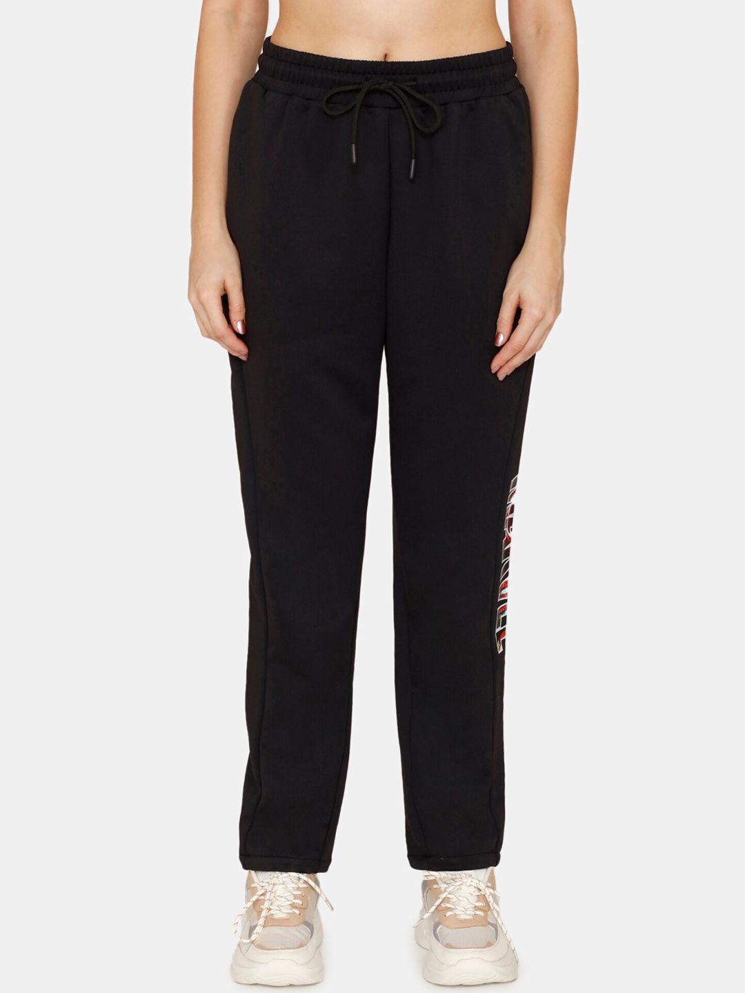 zelocity by zivame women black solid sports track pant