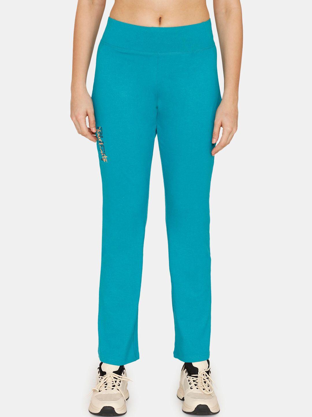 zelocity by zivame women blue solid sports track pant