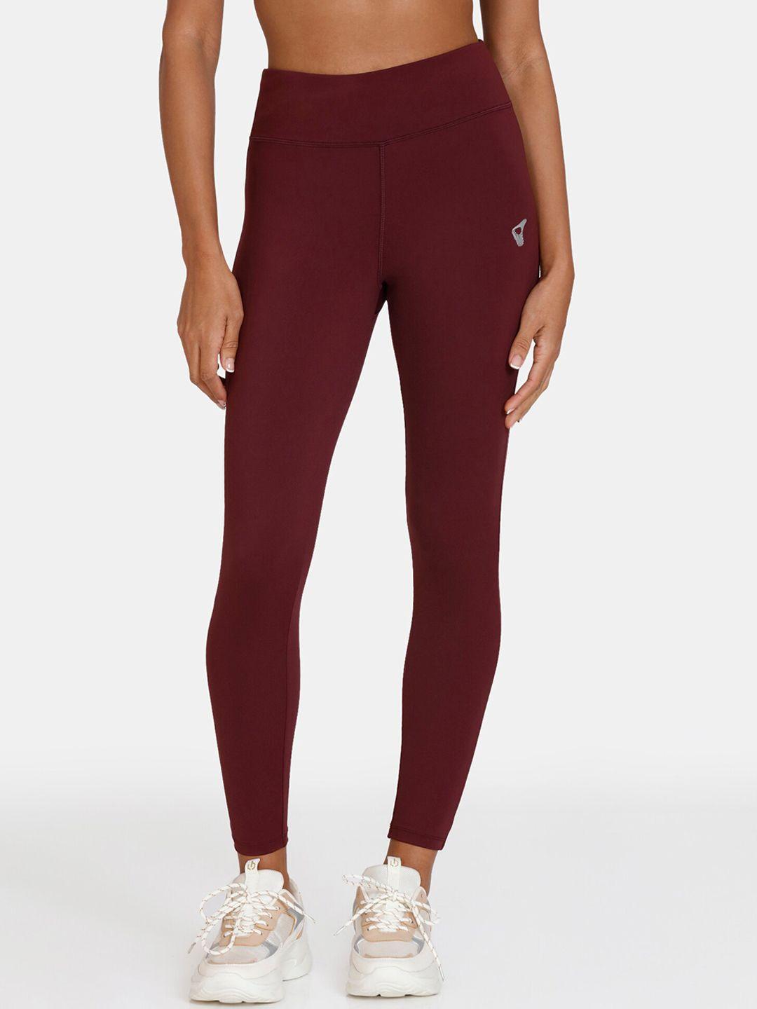 zelocity by zivame women maroon training tights