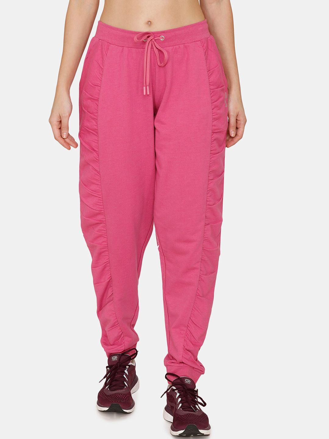 zelocity by zivame women pink cotton joggers