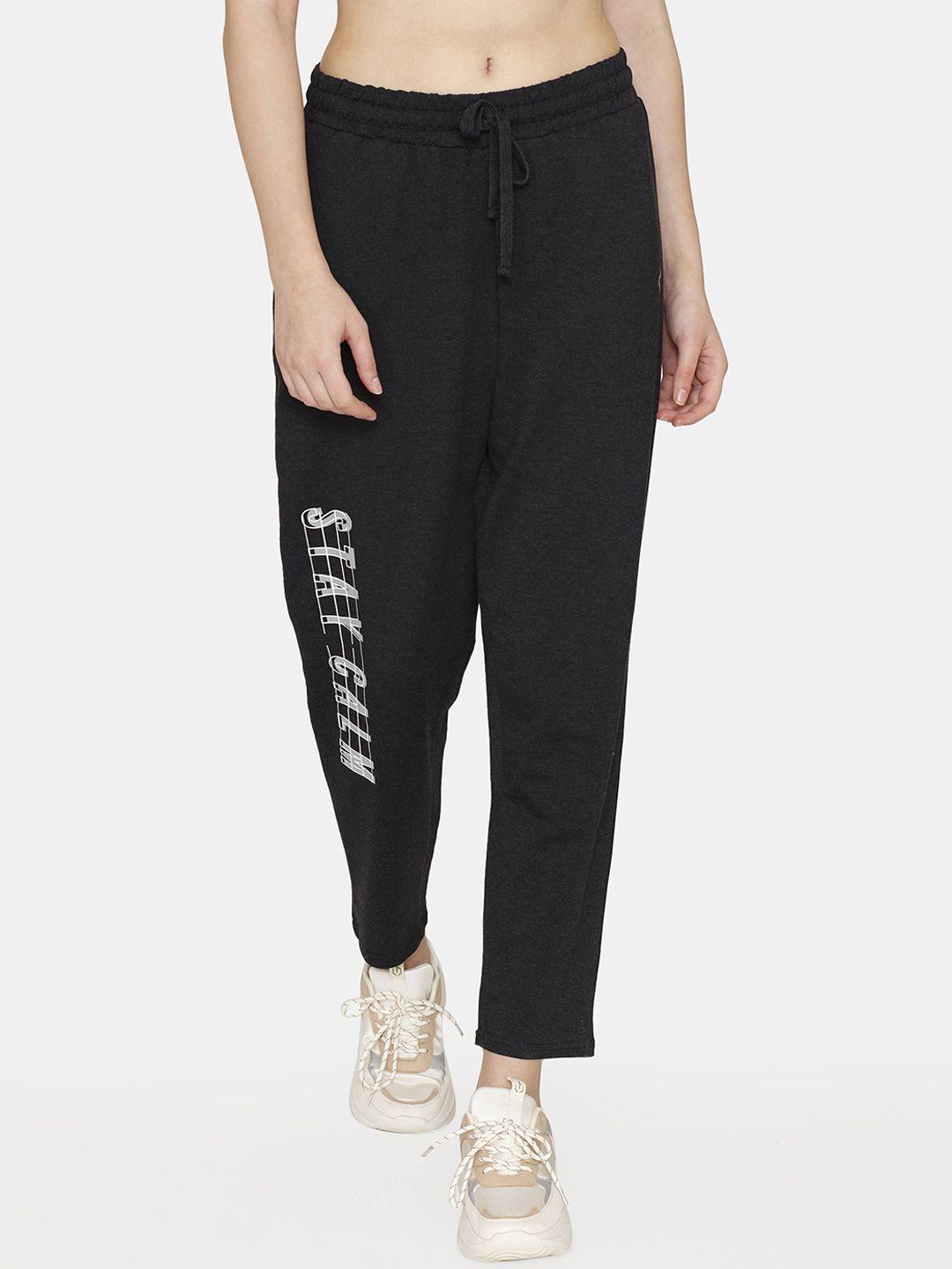 zelocity by zivame women printed regular fit sports track pants