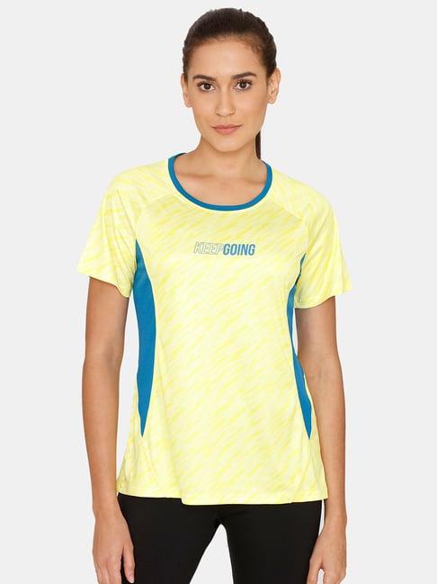 zelocity by zivame yellow printed t-shirt