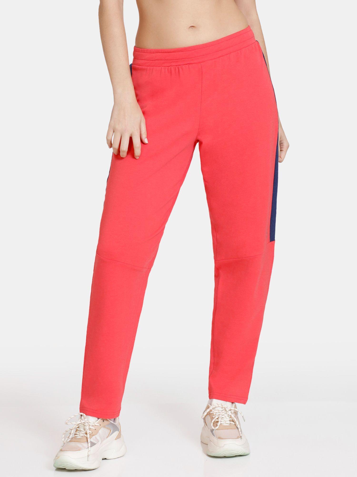 zelocity mid rise relaxed pants - hibiscus - coral