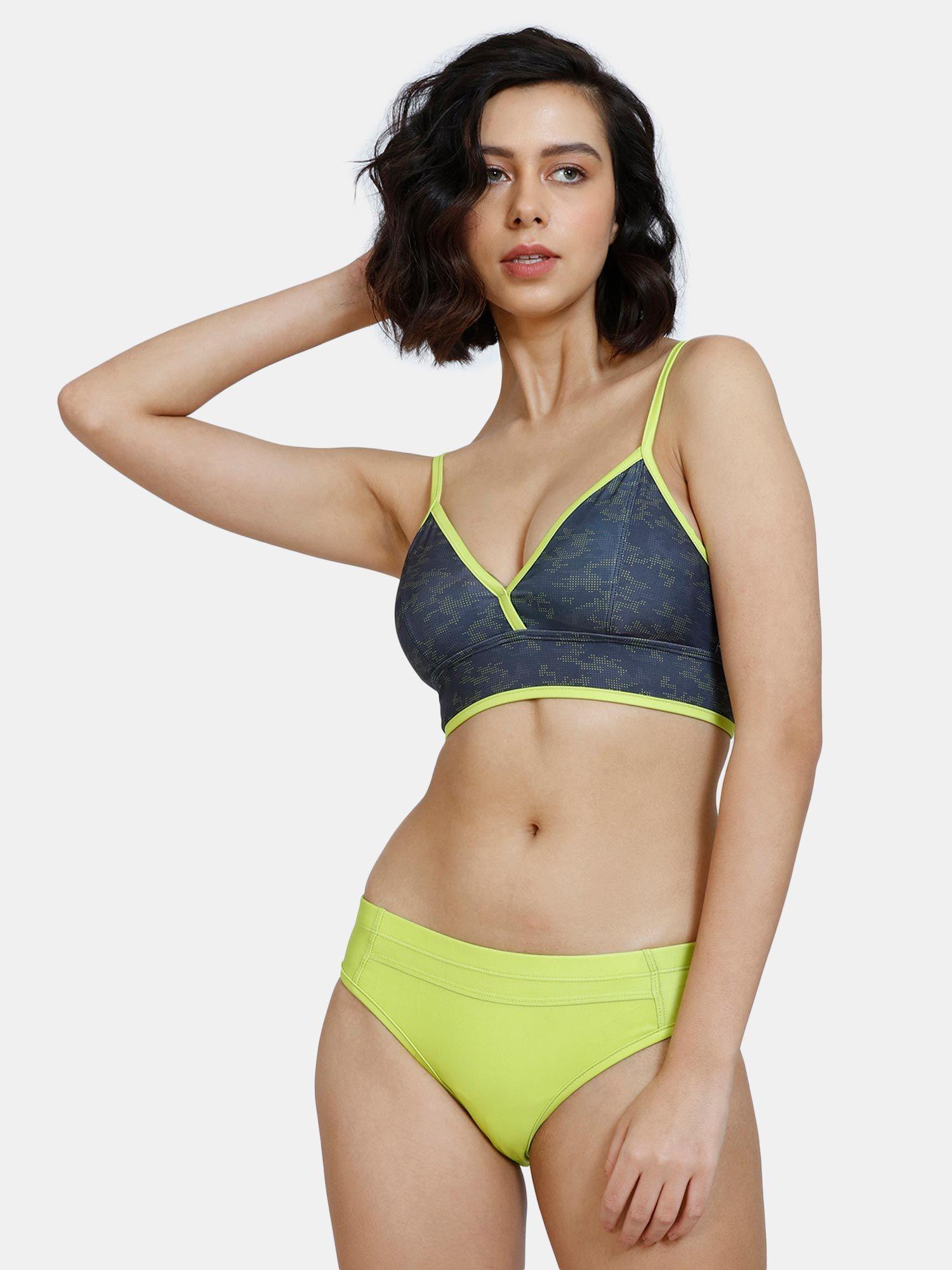 zelocity padded bikini set with hook - lime punch