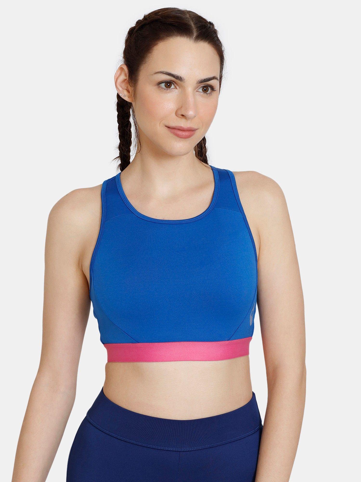 zelocity quick dry sports bra with removable padding - lapis blue