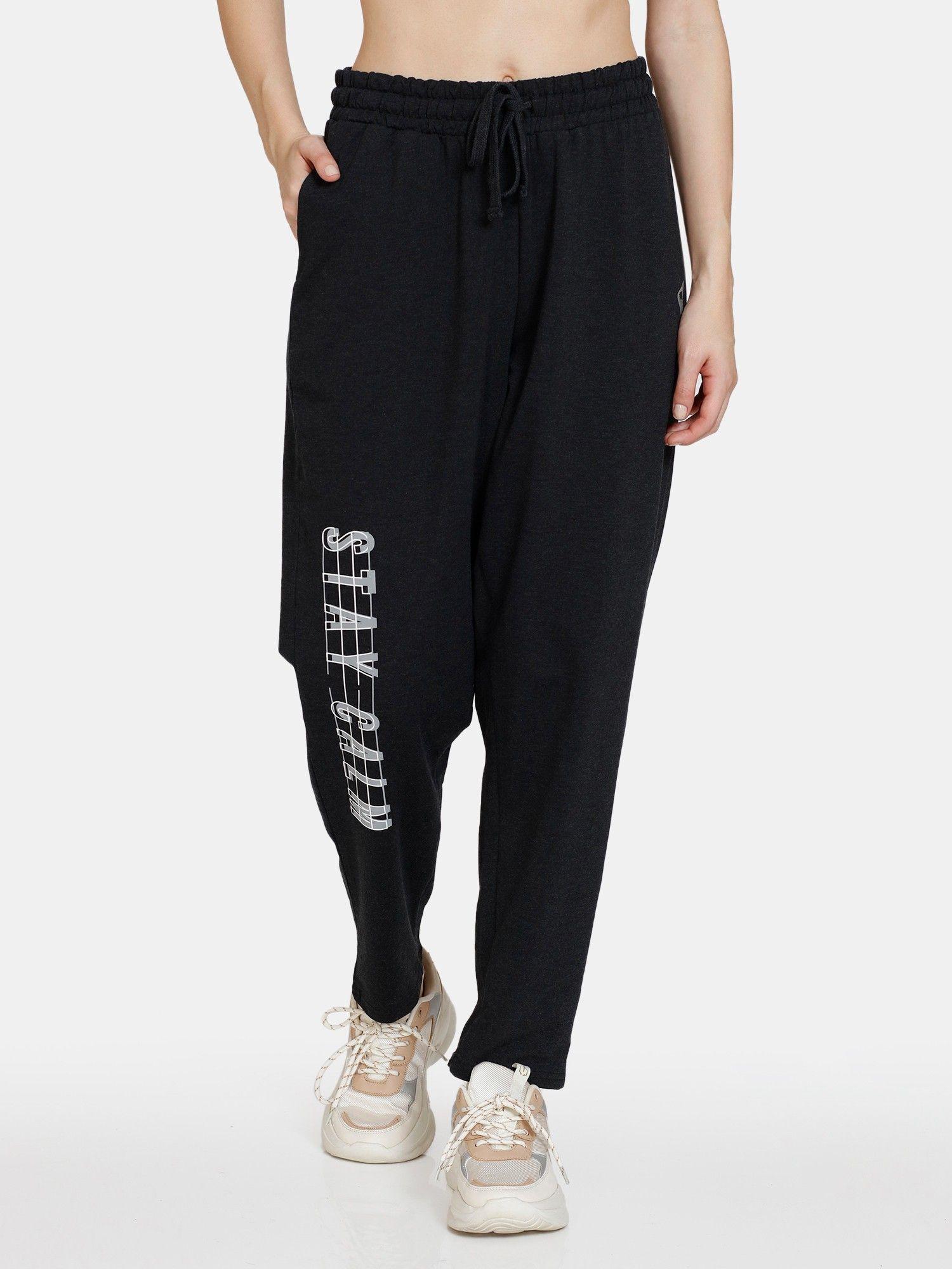 zelocity relaxed fit high rise track pant - jet black