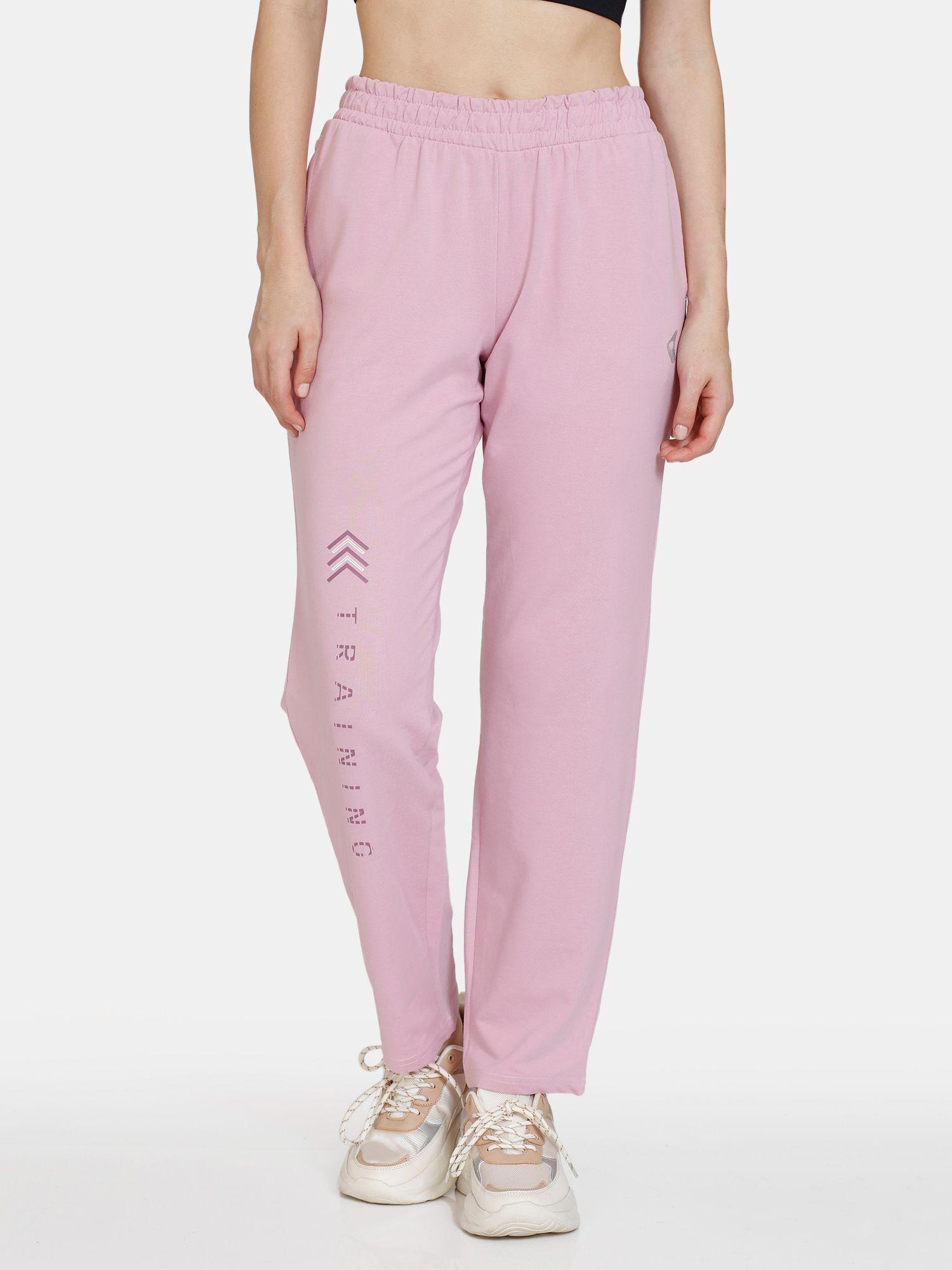 zelocity relaxed fit mid rise track pants - mauve mist