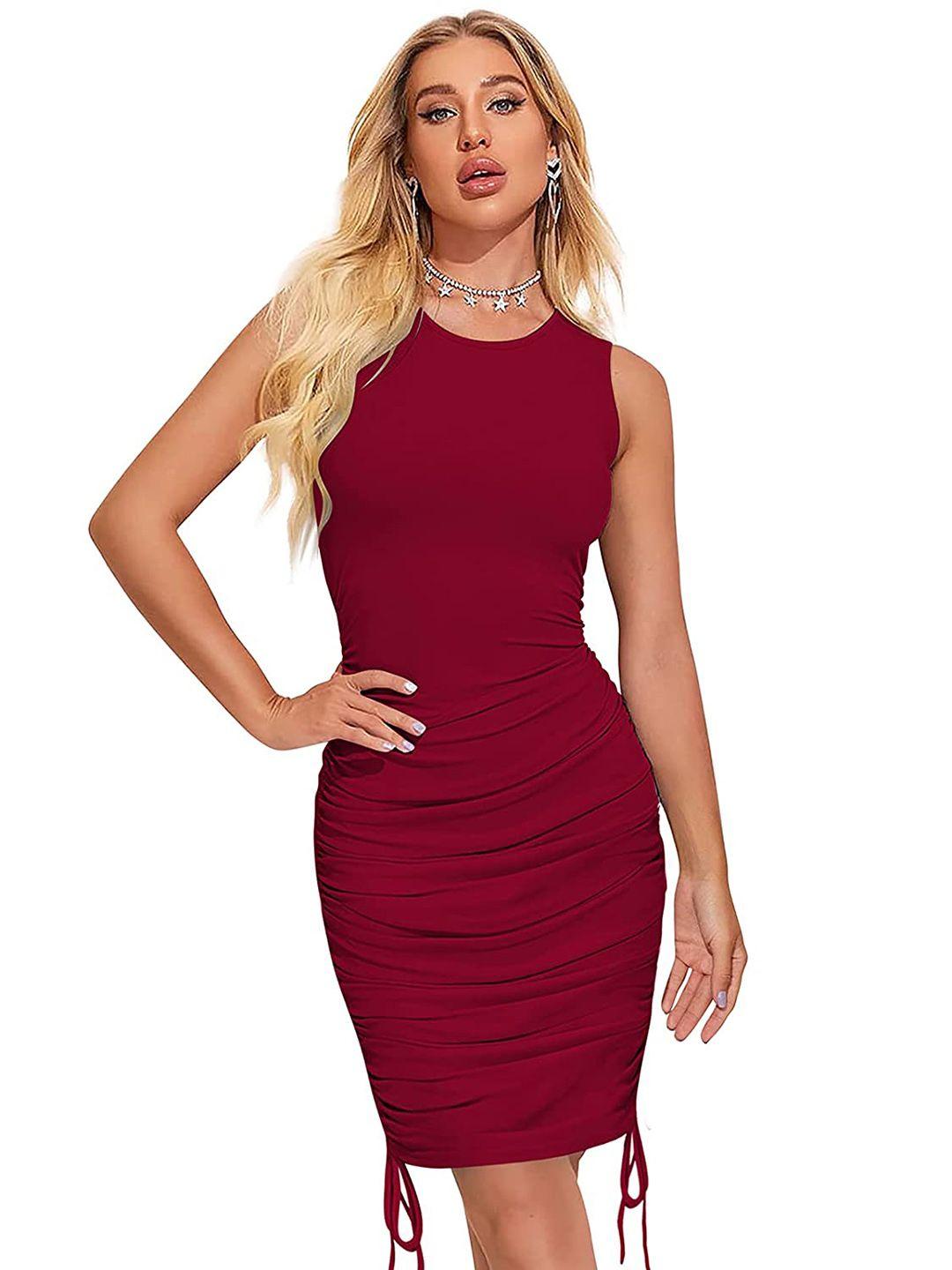 zelzis ruched satin bodycon dress