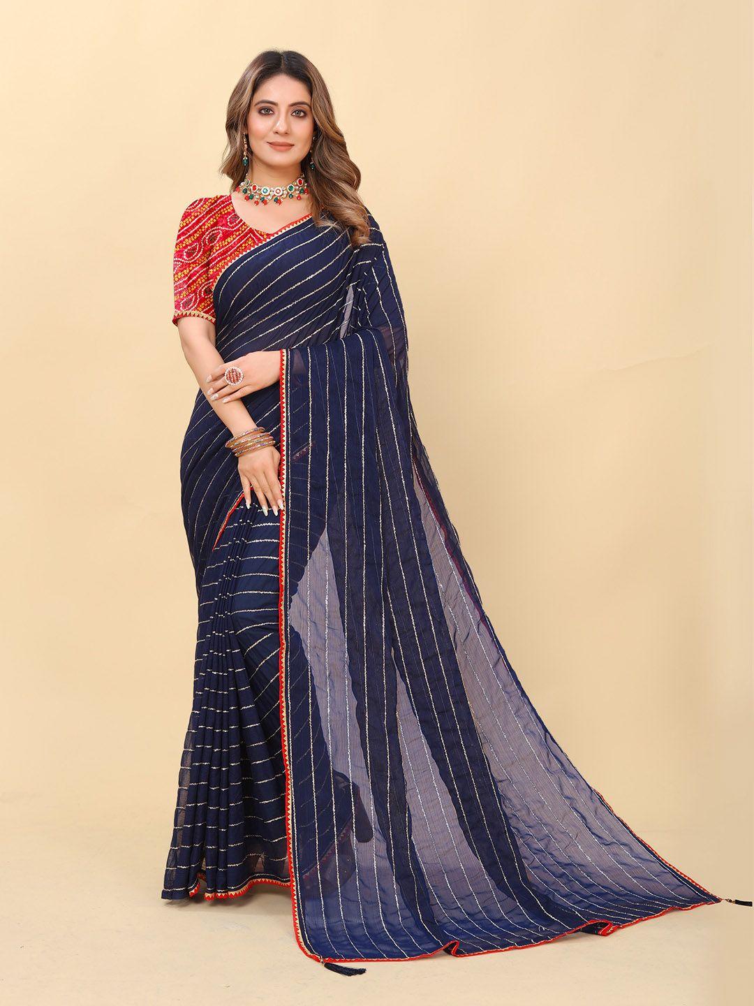 zelzis striped gotta patti saree