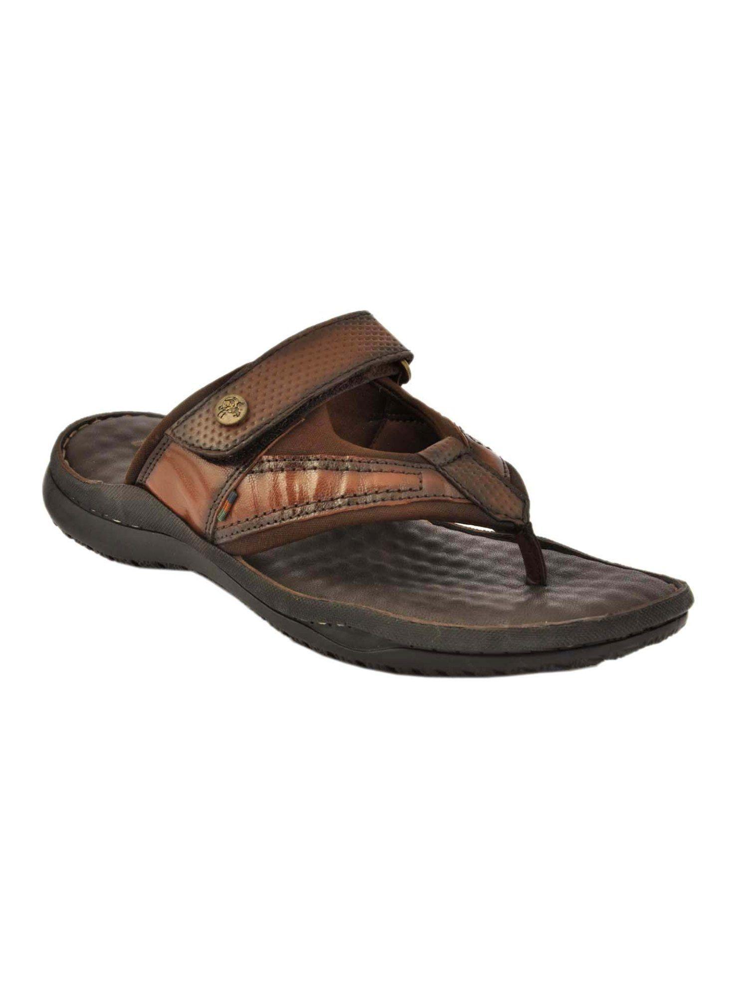 zena genuine leather tan casual chappal for men