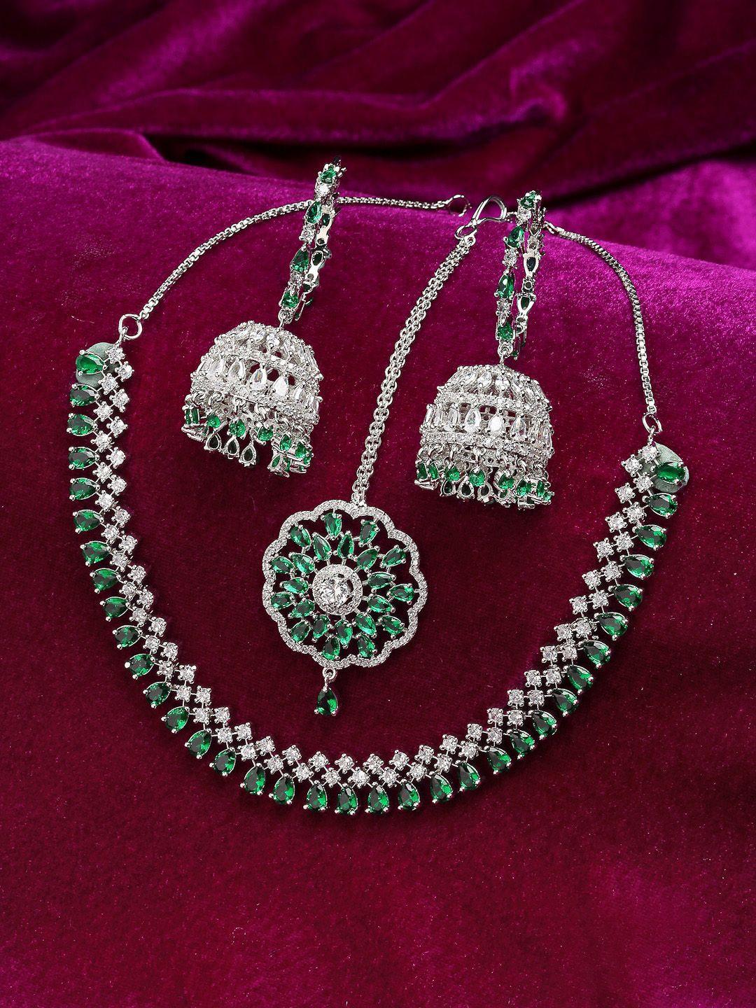 zeneme silver-plated ad-studded jewellery set