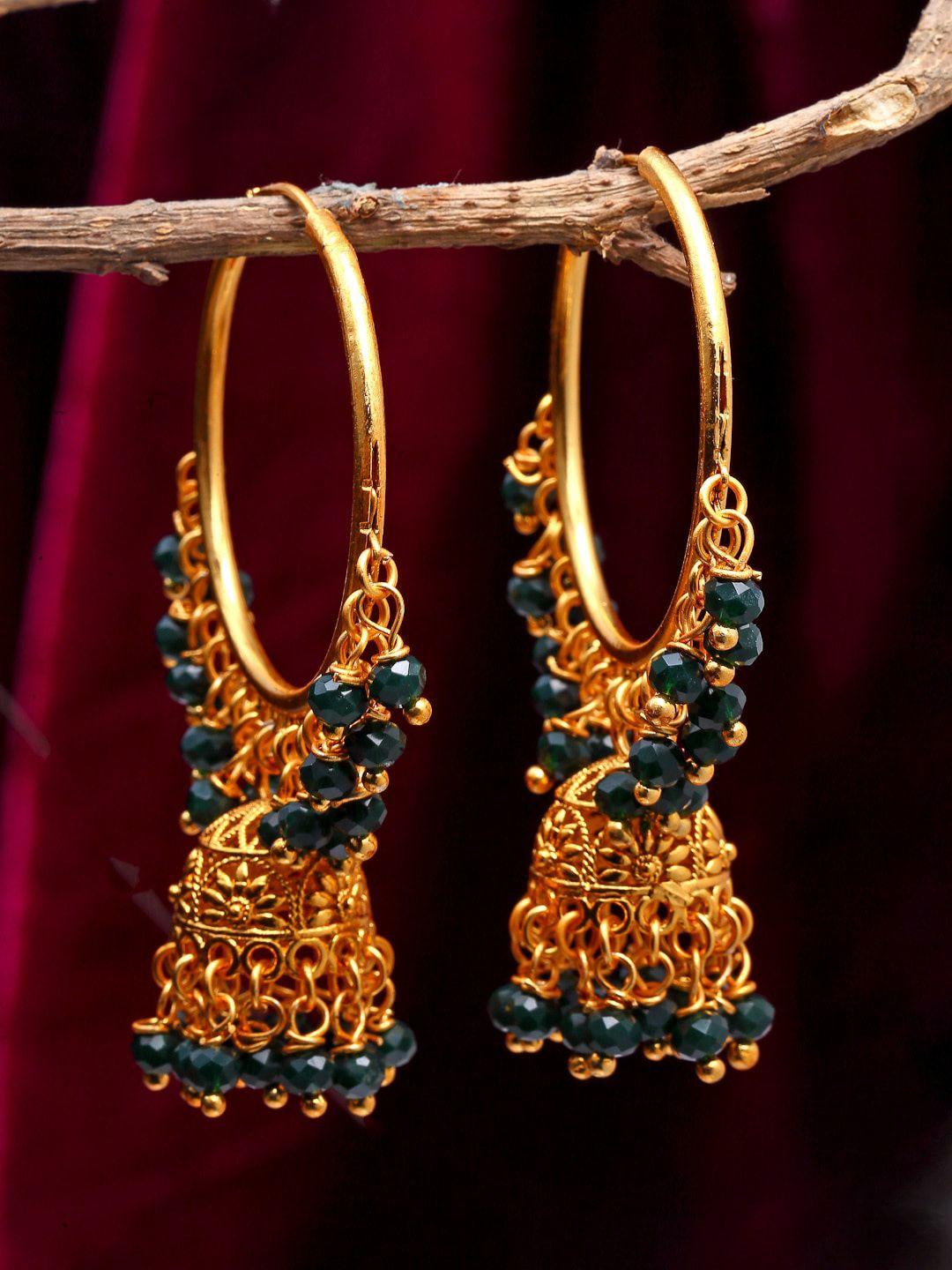 zeneme gold-plated dome shaped jhumkas earrings