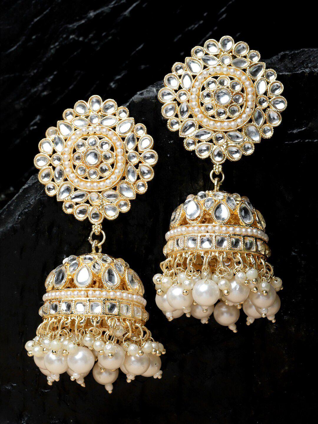 zeneme gold-plated dome shaped jhumkas earrings