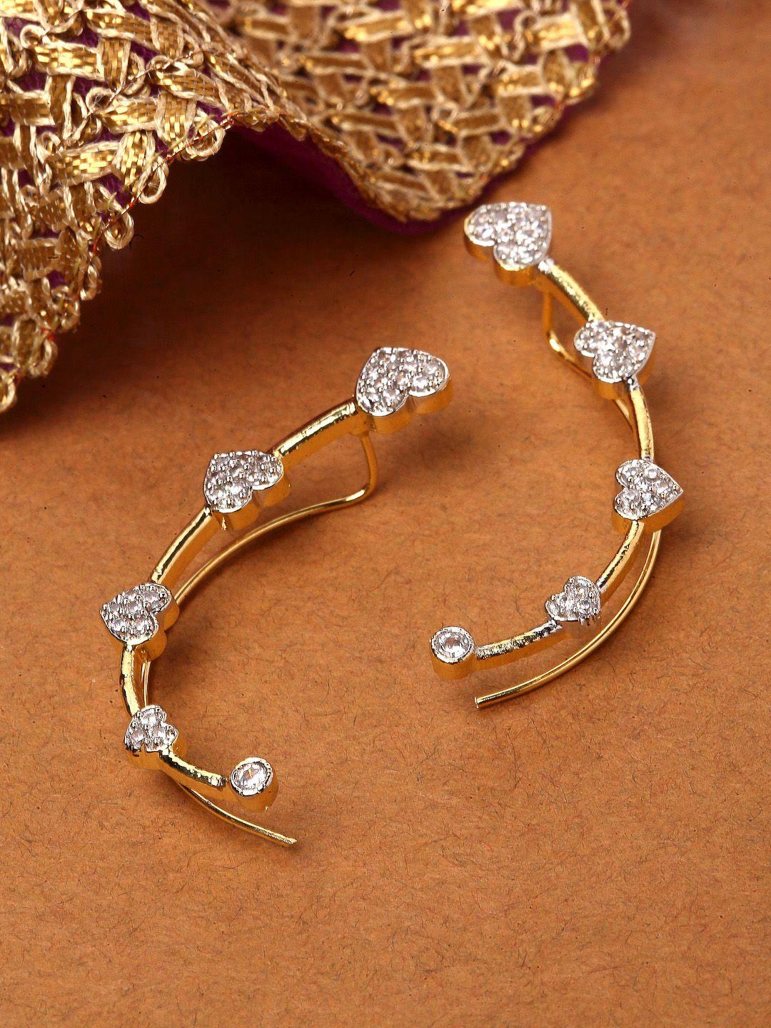 zeneme gold-plated embellished heart shaped ear cuffs