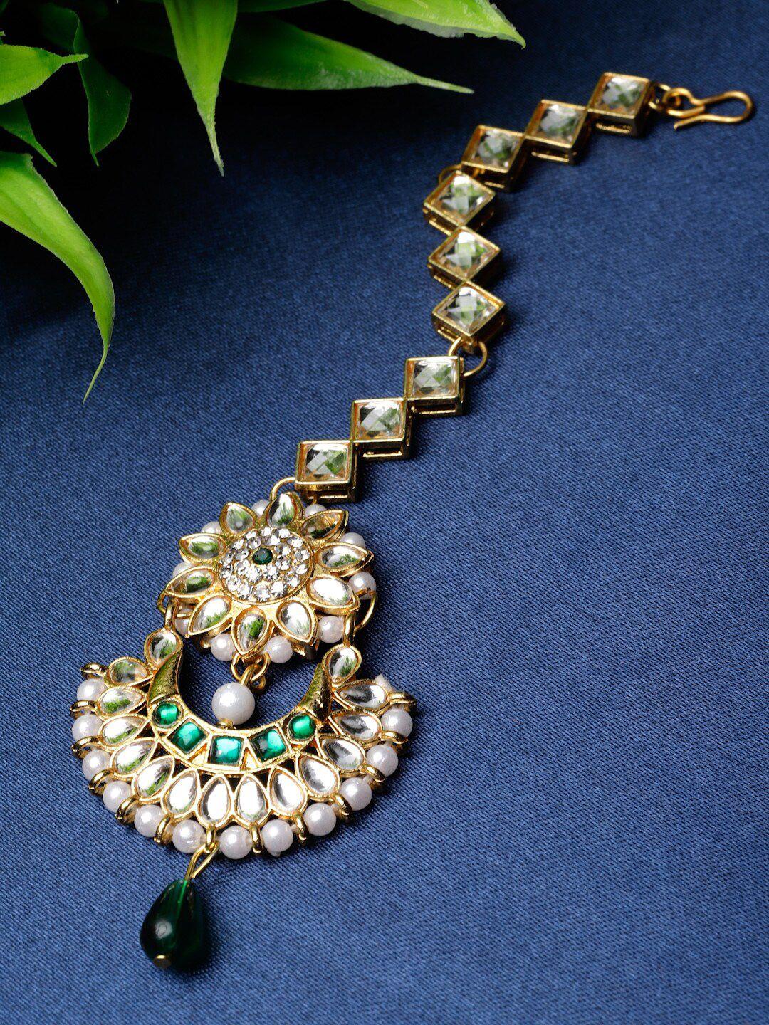 zeneme gold-plated kundan-studded maang tikka