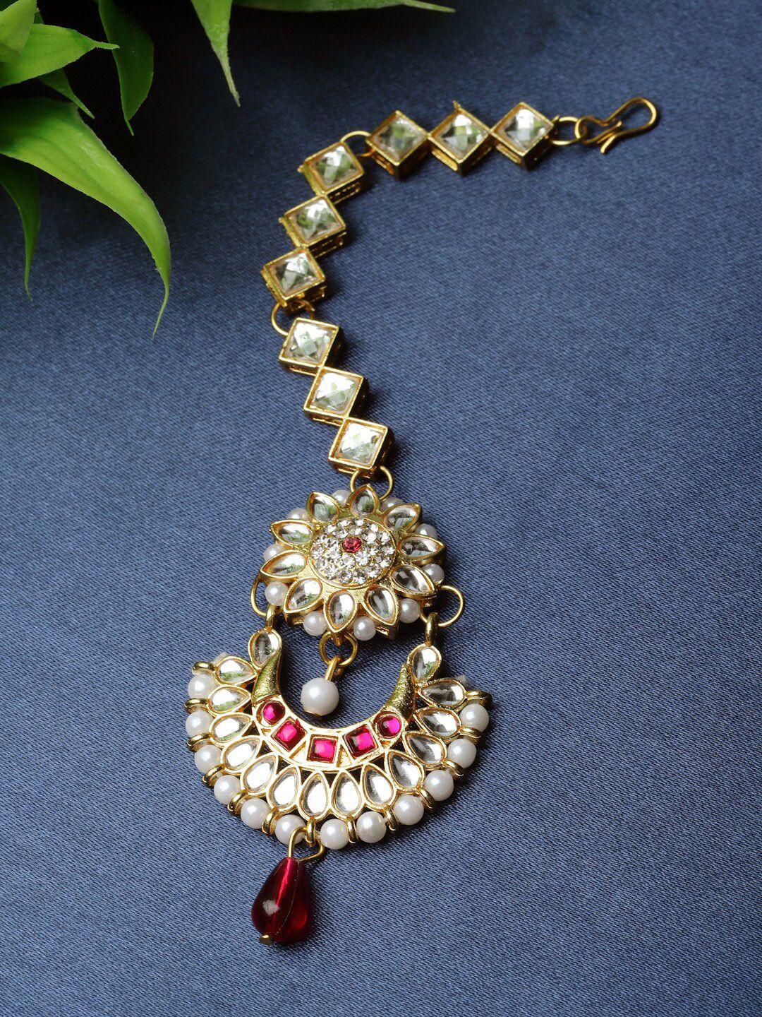 zeneme gold-plated kundan-studded maangtika