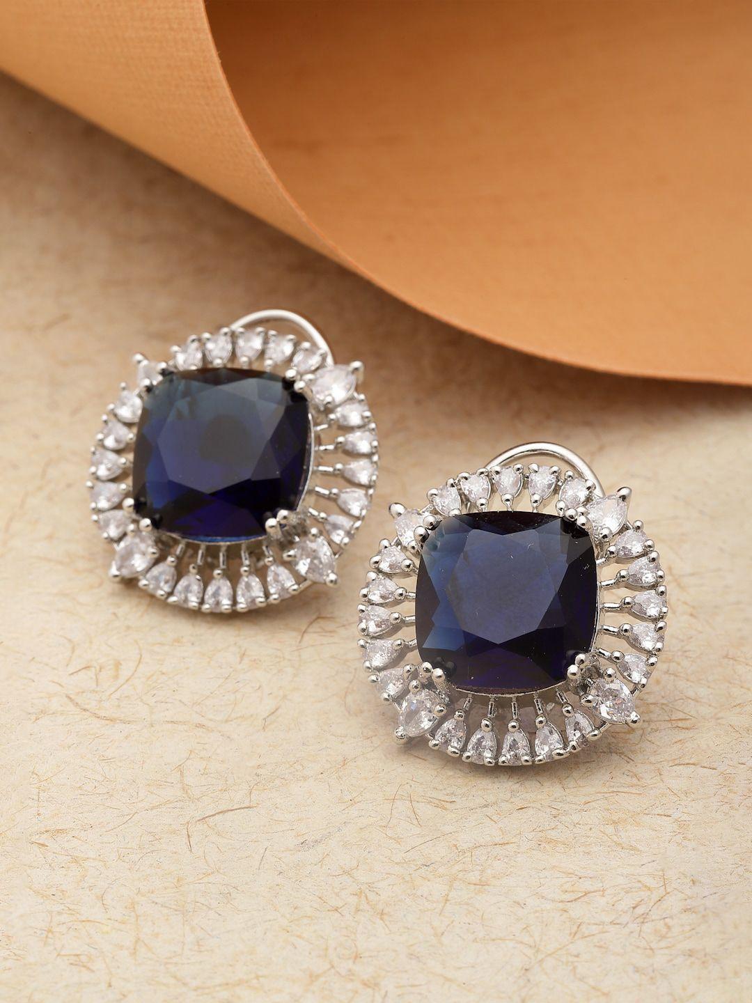 zeneme navy blue contemporary studs earrings