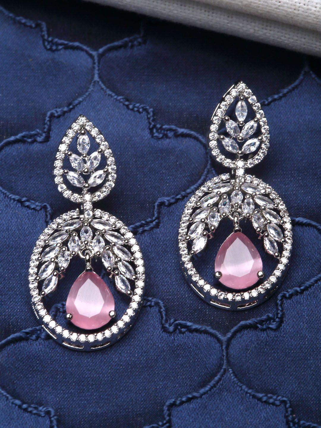 zeneme pink oval drop earrings