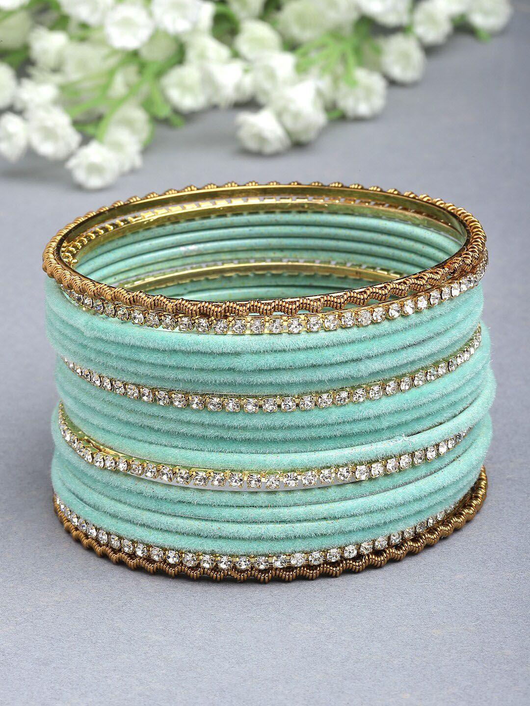 zeneme set of 16 gold-plated & cz-studded bangle set