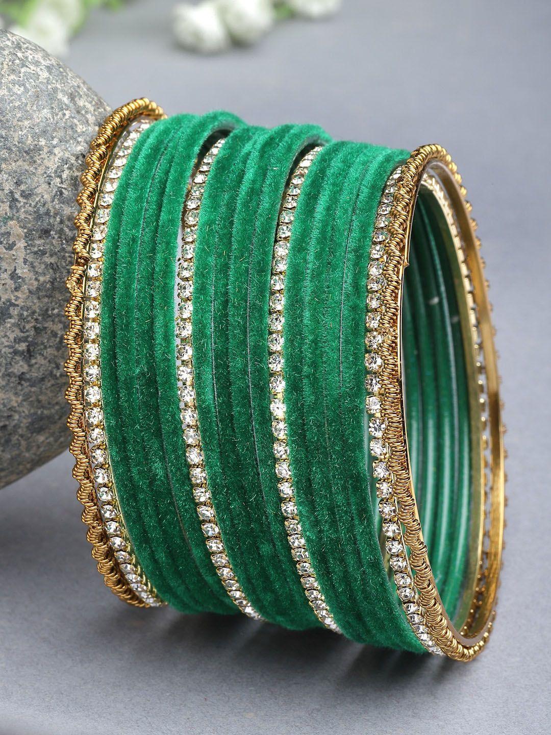 zeneme set of 18 gold-plated cz studded bangles