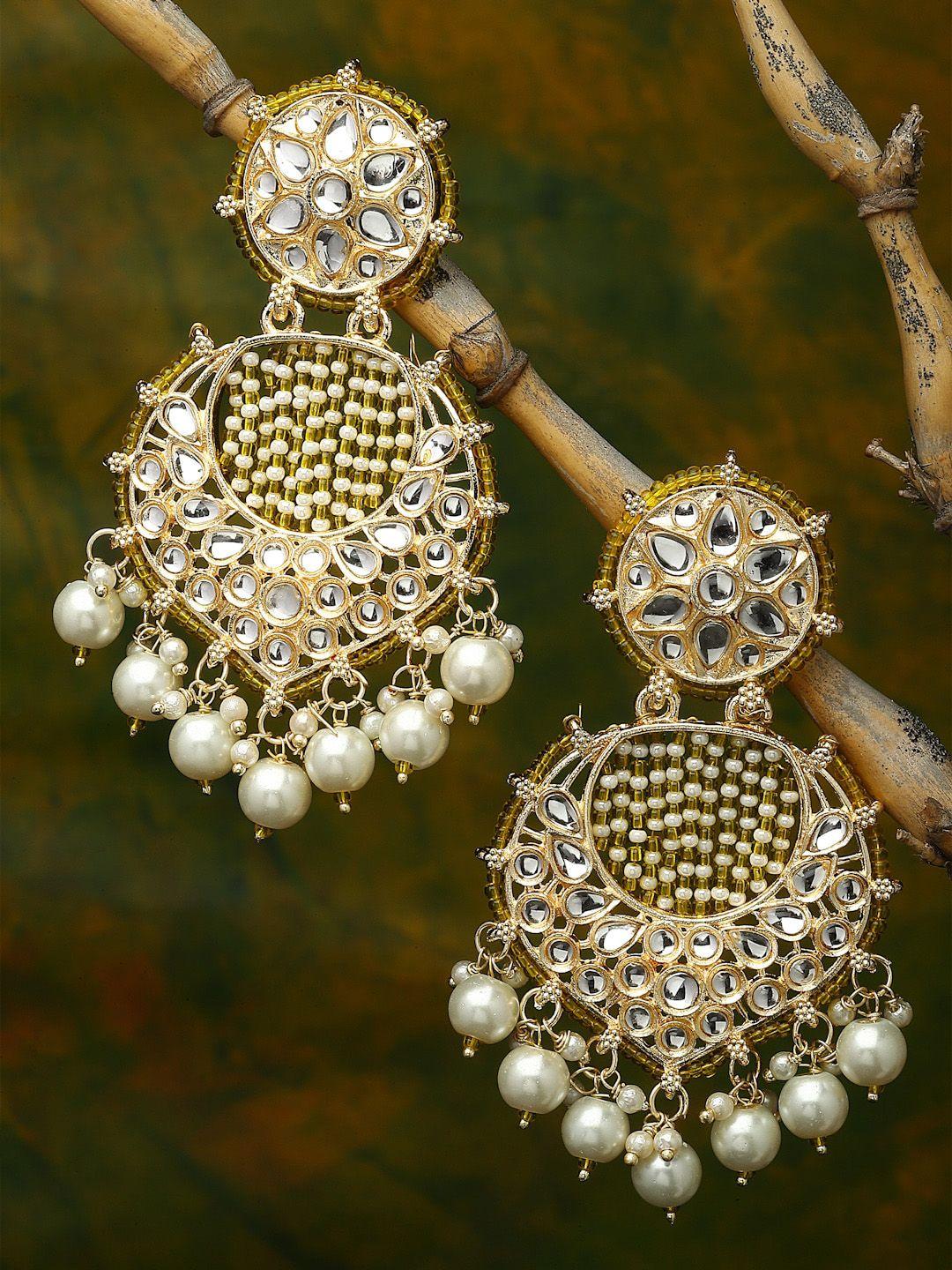 zeneme yellow crescent shaped chandbalis earrings