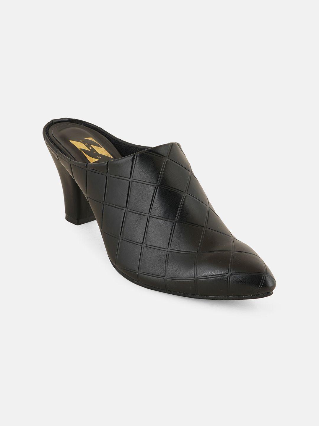 zenvo textured block heeled mules