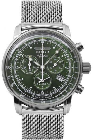 zeppelin 100 years zeppelin ed. 1 green dial quartz watch with steel bracelet for men - 8680m4