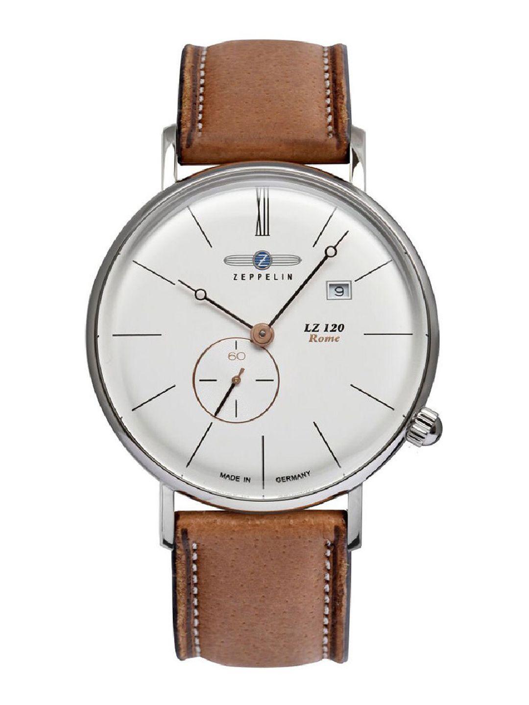 zeppelin men round dial & leather straps analogue watch 71384