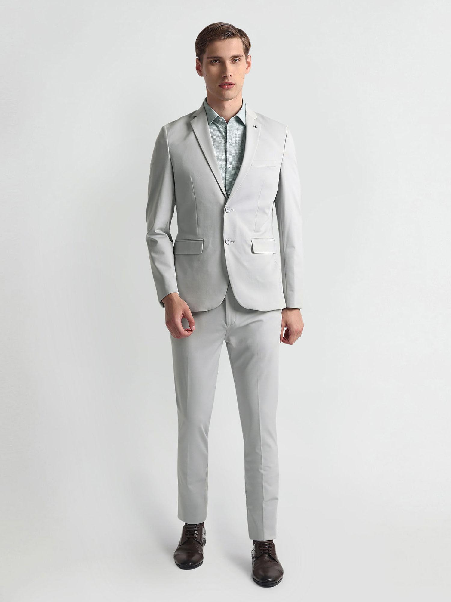 zero calorie slim fit grey two piece suit (set of 2)