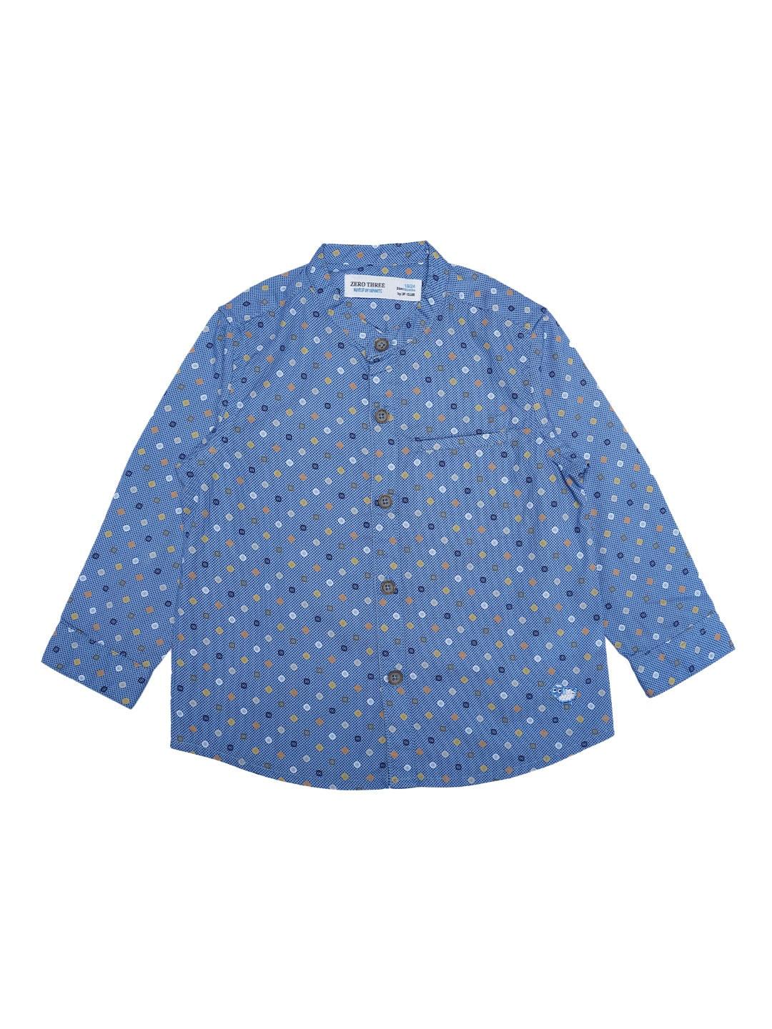 zero three boys blue custom printed pure cotton casual shirt