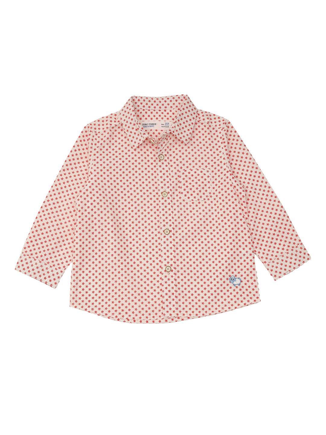zero three boys cream-coloured standard printed casual shirt