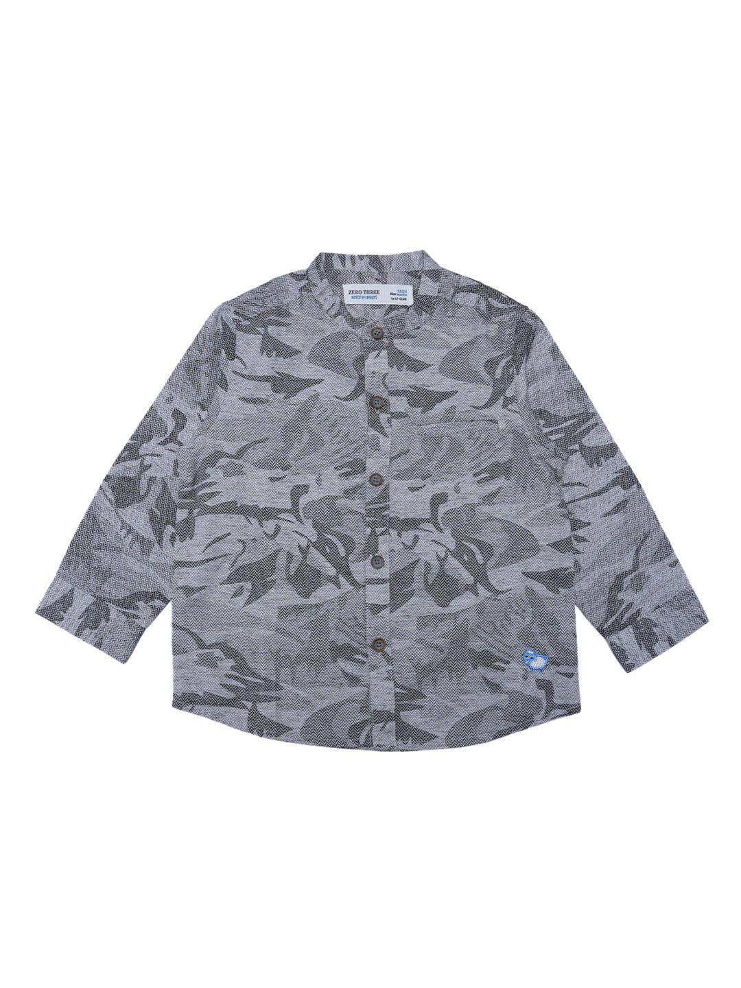 zero three boys grey custom printed pure cotton casual shirt