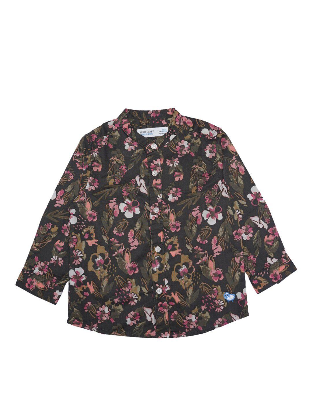 zero three boys pink custom floral printed casual cotton shirt