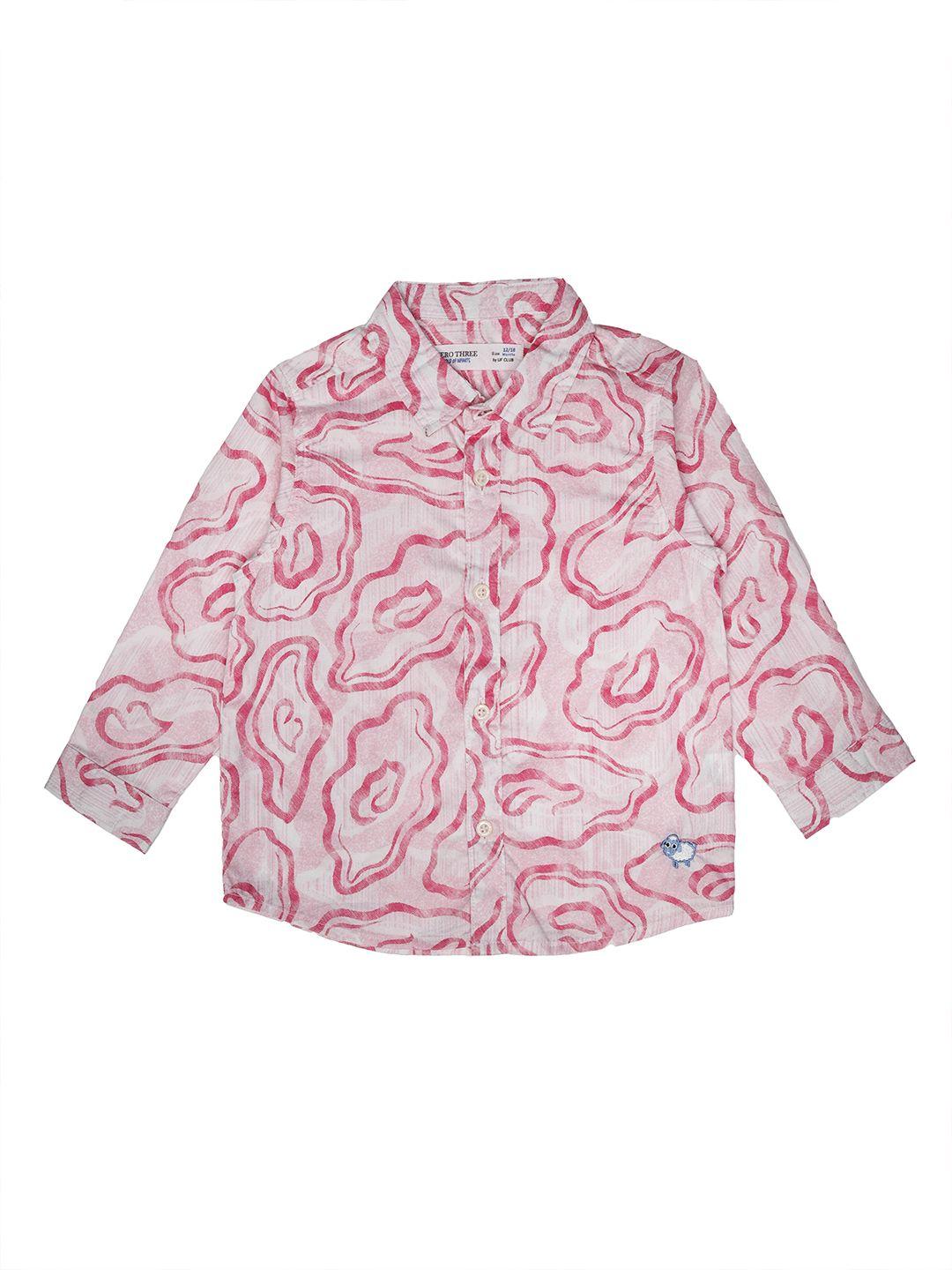 zero three infant boys pink standard printed regular-fit pure cotton casual shirt