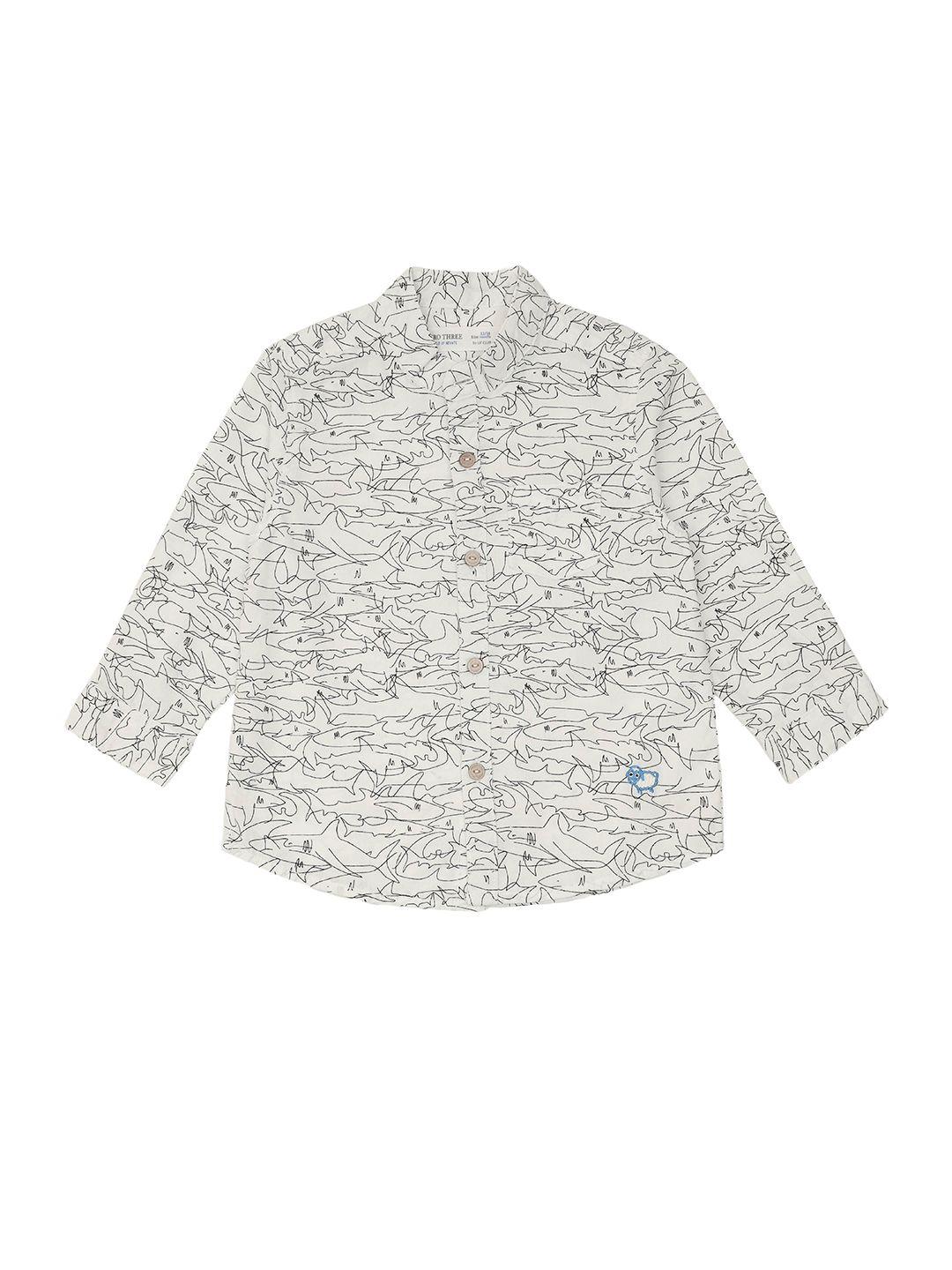 zero three infants boys cream-coloured standard regular-fit cotton casual shirt