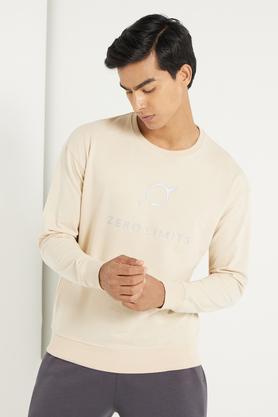 zero limits beige round neck men's sweatshirt - natural
