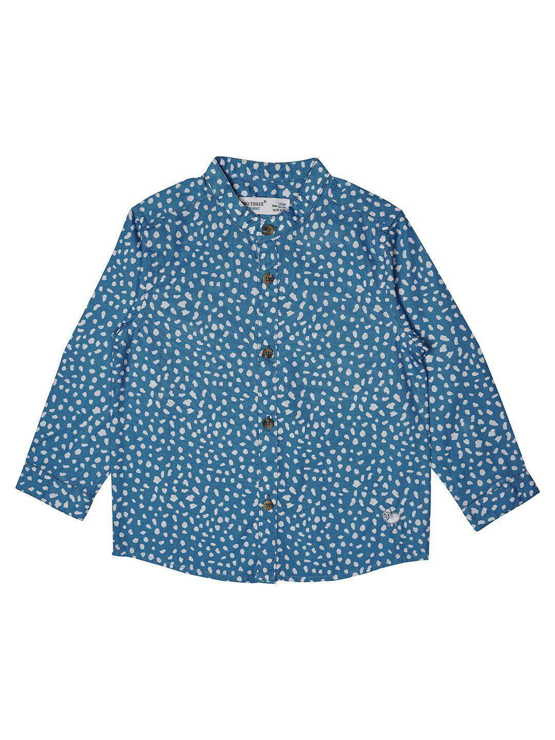 zero three boys blue comfort printed casual shirt