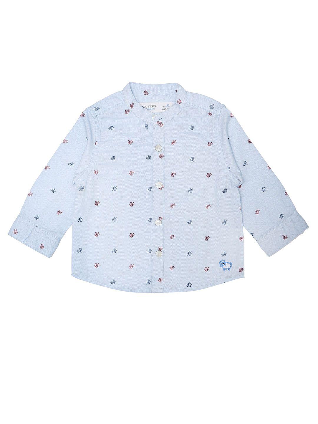 zero three boys blue standard printed casual shirt