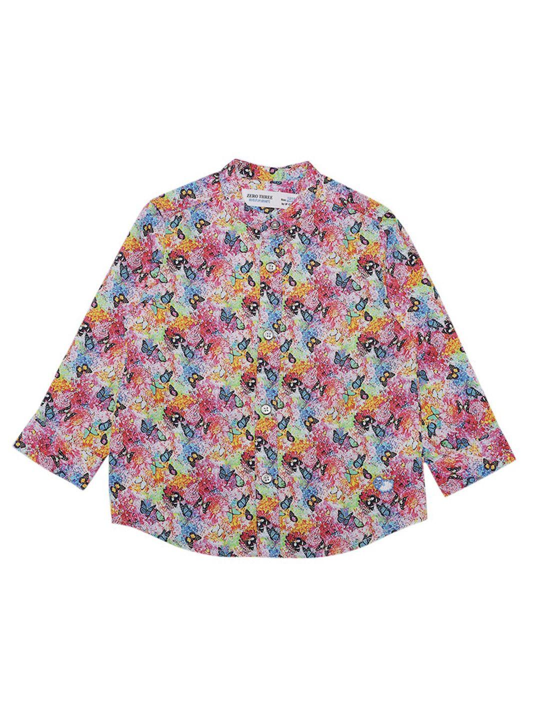 zero three boys pink and blue comfort printed cotton casual shirt