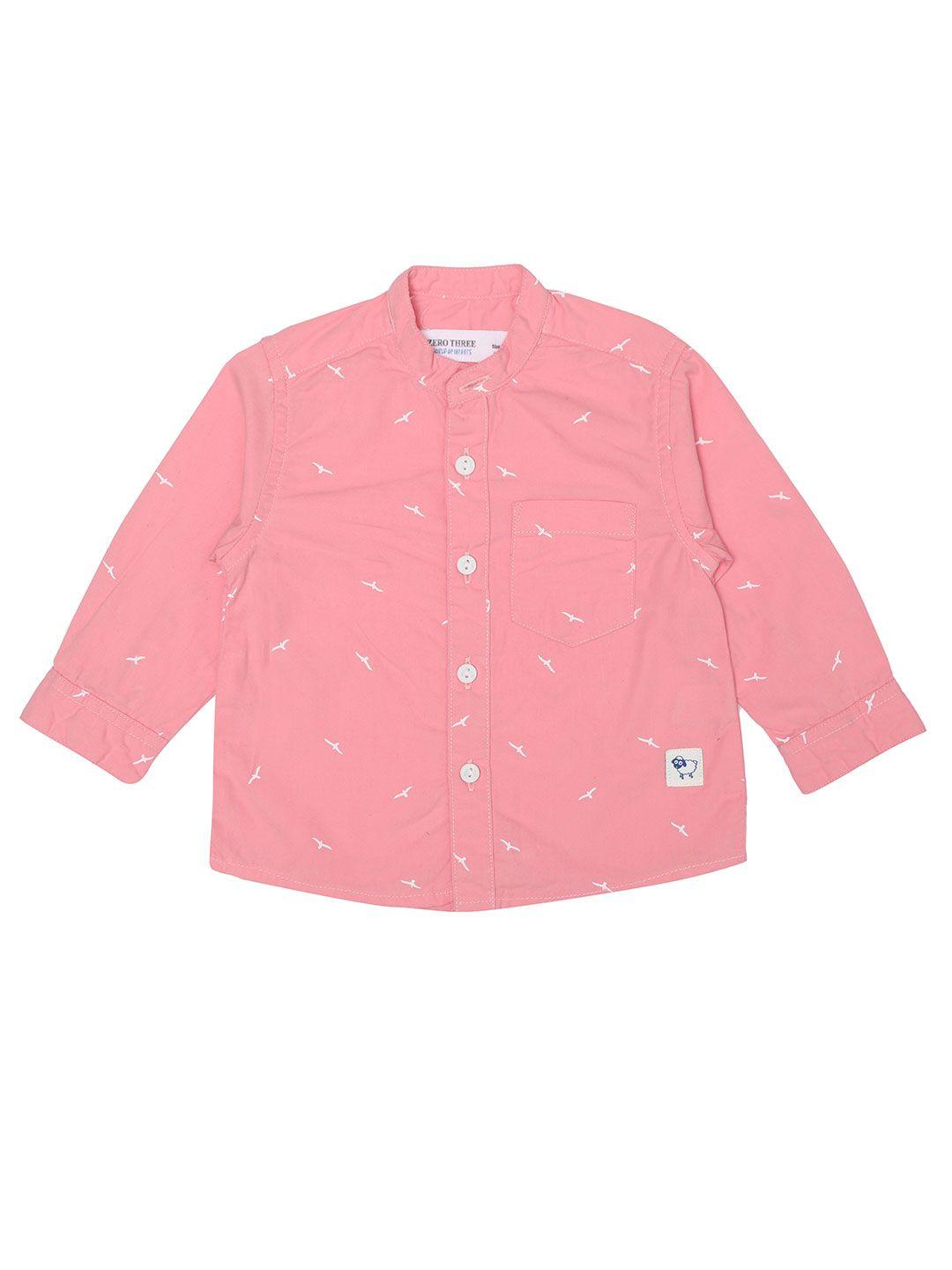 zero three boys pink standard printed casual shirt