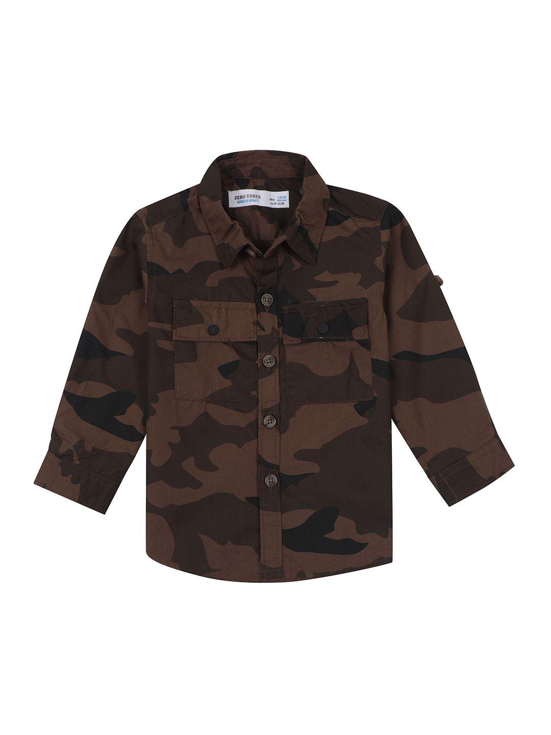 zero three comfort boys camouflage printed regular fit spread collar cotton casual shirt