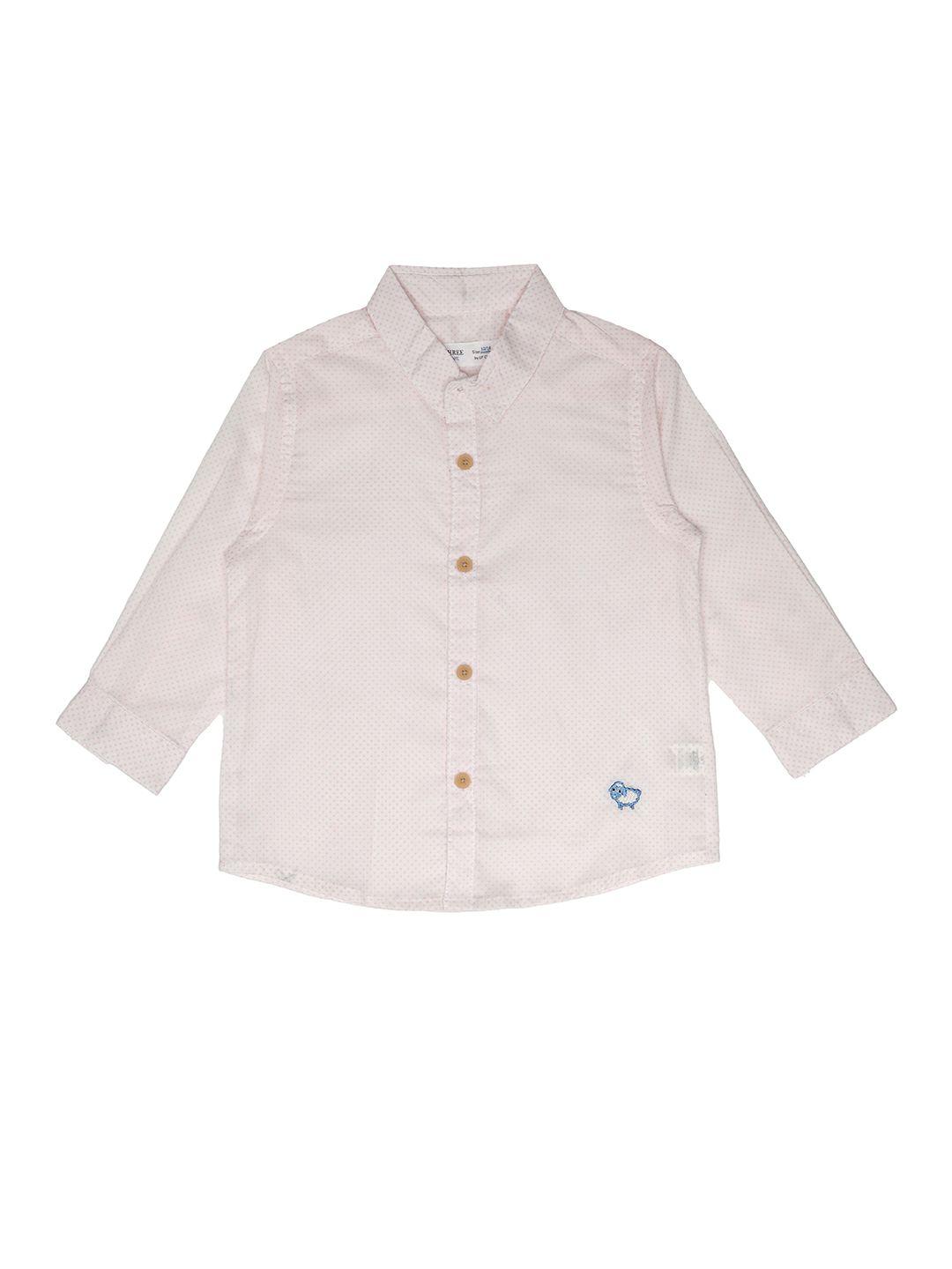 zero three infants boys white standard printed regular-fit pure cotton casual shirt