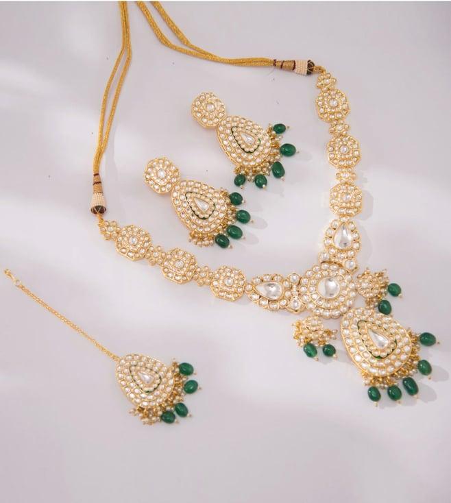 zevar by geeta green kundan long necklace