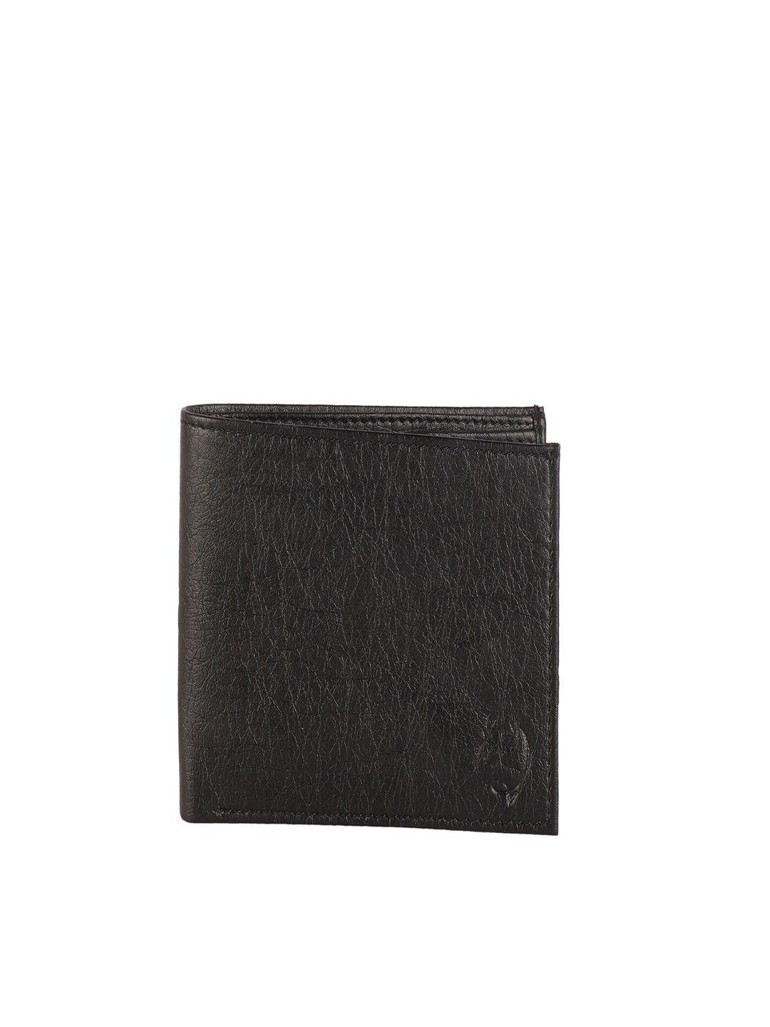zevora men black pu two fold wallet